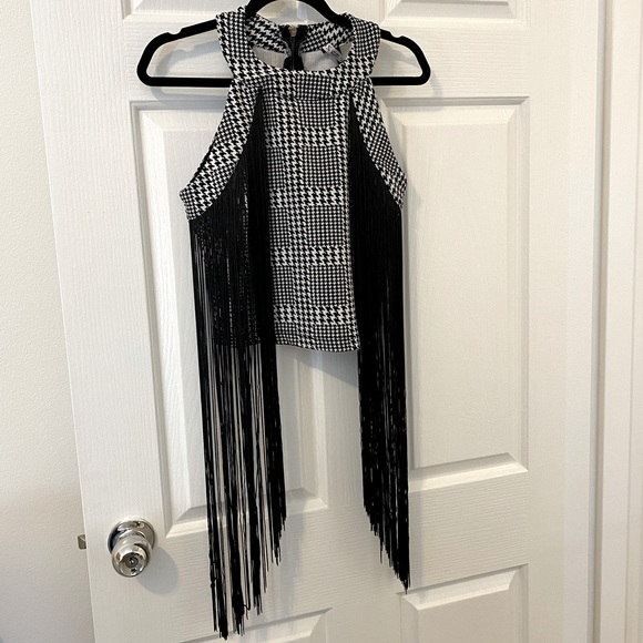 Tops - ✨Host Pick✨Structured Zebra Print Fringe Crop Top